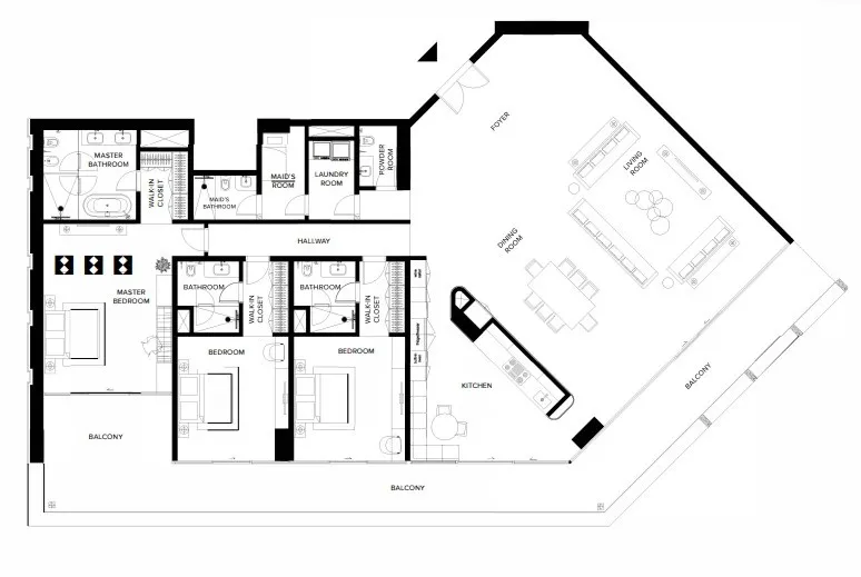 Keturah Ritz Carlton 3 bed floor plan, 3,847 – 4,218 sqft