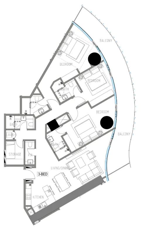 Damac Casa 3 bed floor plan, 2,062 sqft