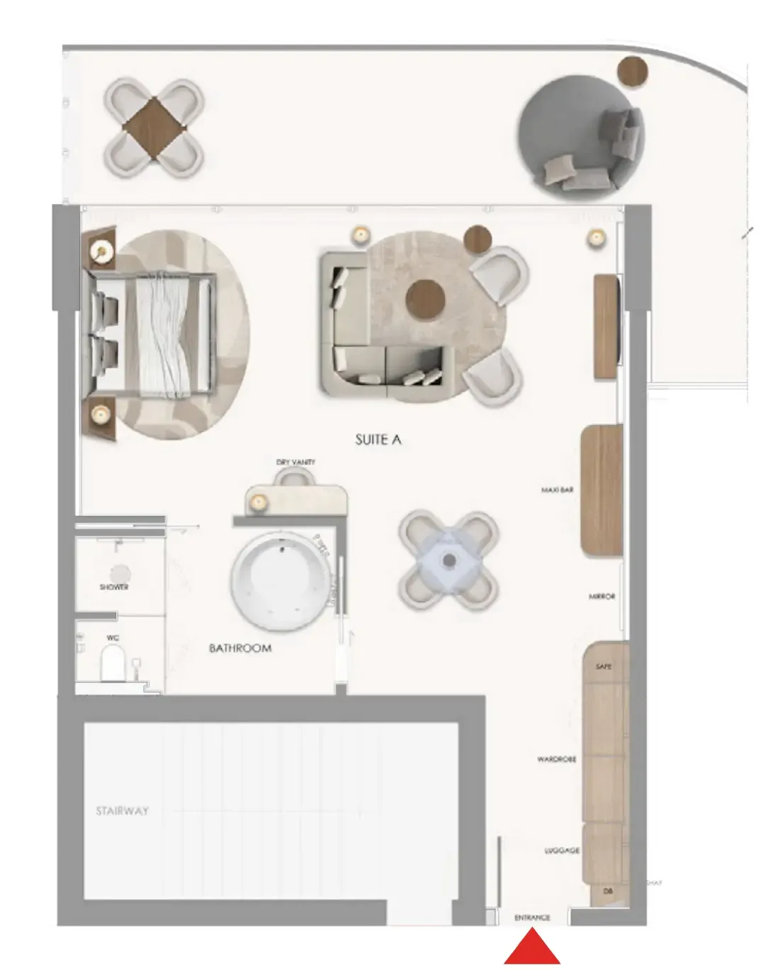 The Unexpected Al Marjan Island Hotel and Residence Studio floor plan, 1,011 sqft