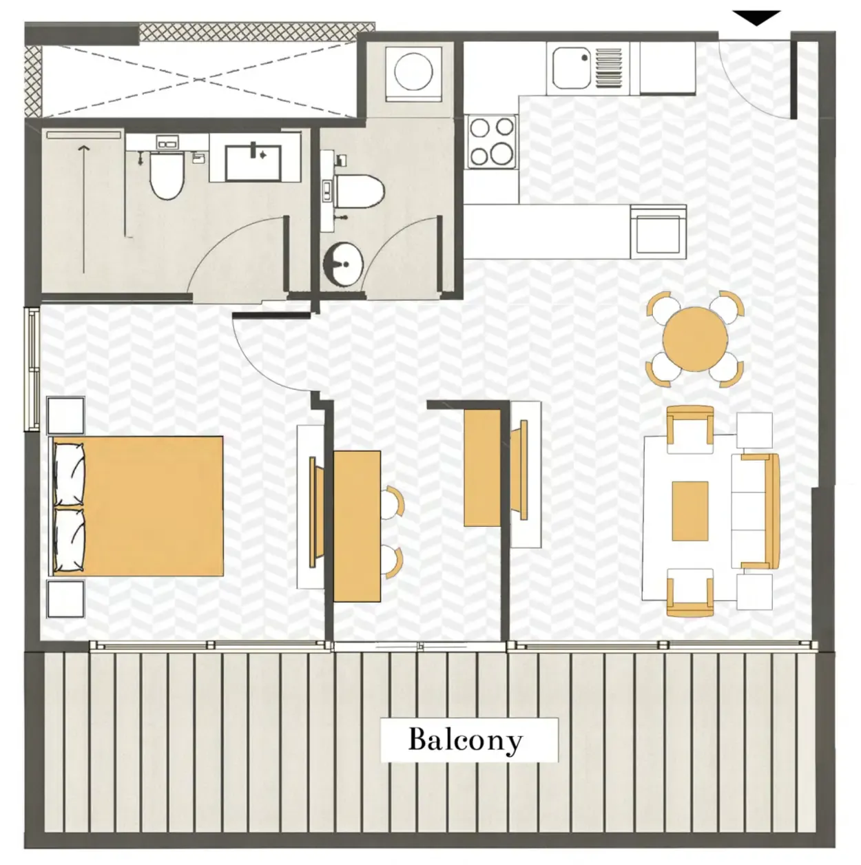 Ashwood Residences 1 bed floor plan, 799 sqft