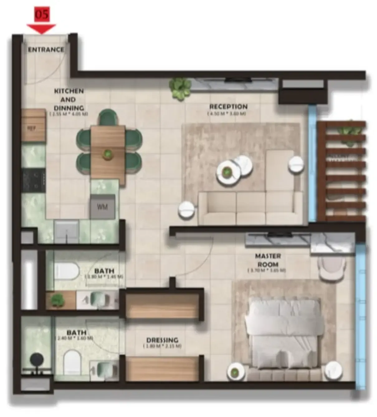 The Spark By Esnaad 1 bed floor plan, 670 sqft