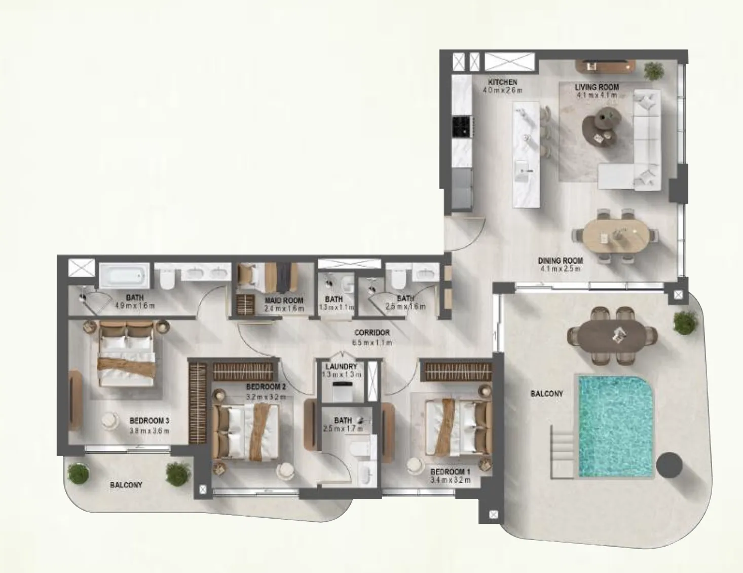 Sanctuary 3 bed floor plan, 2,046 – 2,062 sqft