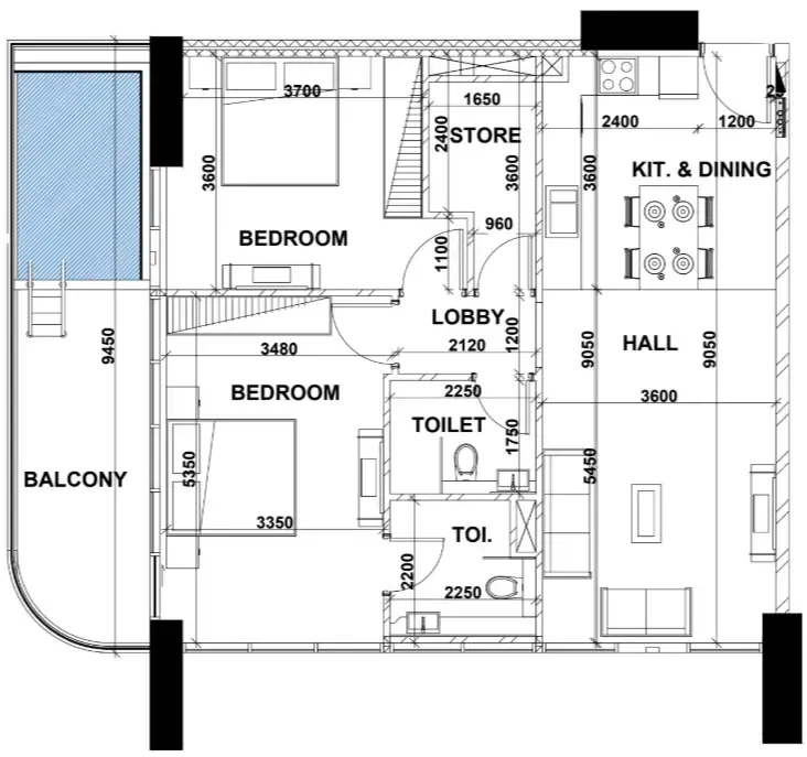 Peace Lagoons 2 2 bed floor plan, 1,167 sqft