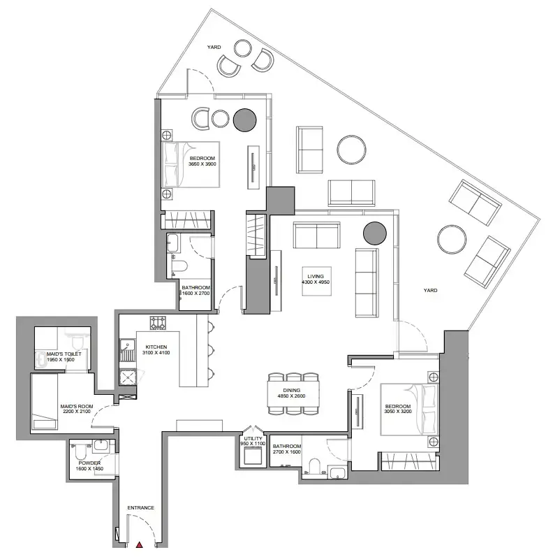 Skyscape 2 bed floor plan, 1,889 sqft