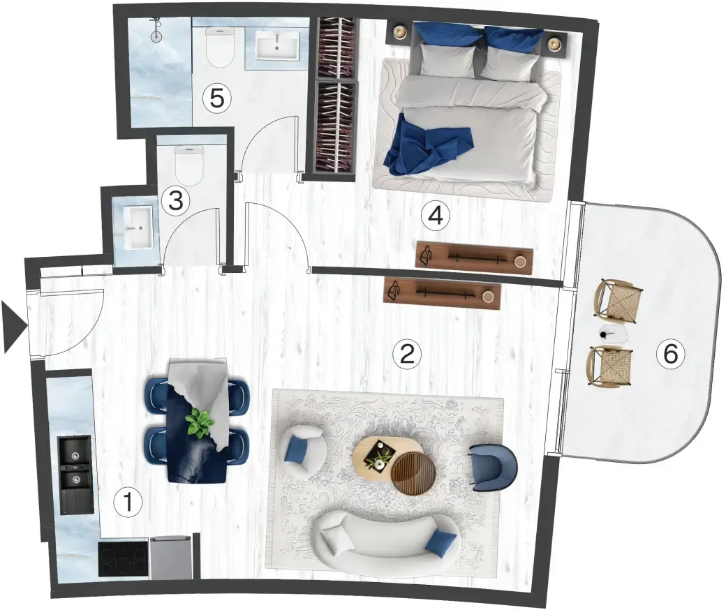 Radisson Blu Hotel & Residences 1 bed floor plan, 2,159 sqft