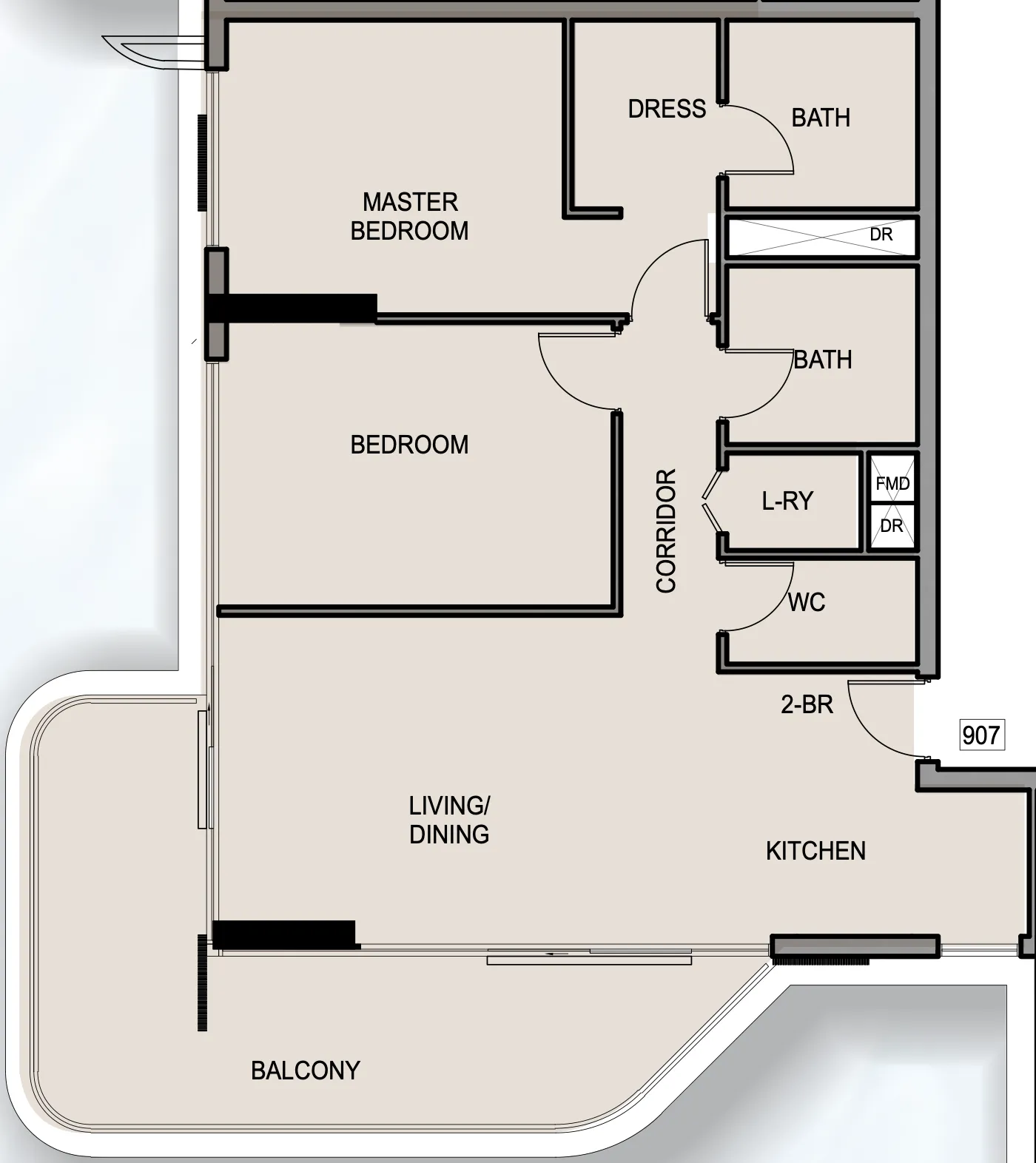 Edgewater Residences 1, 2 and 3 2 bed floor plan, 1,272 sqft