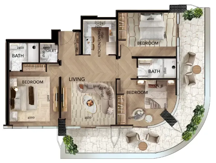 Radiant Bridges 3 bed floor plan, 1,665 sqft