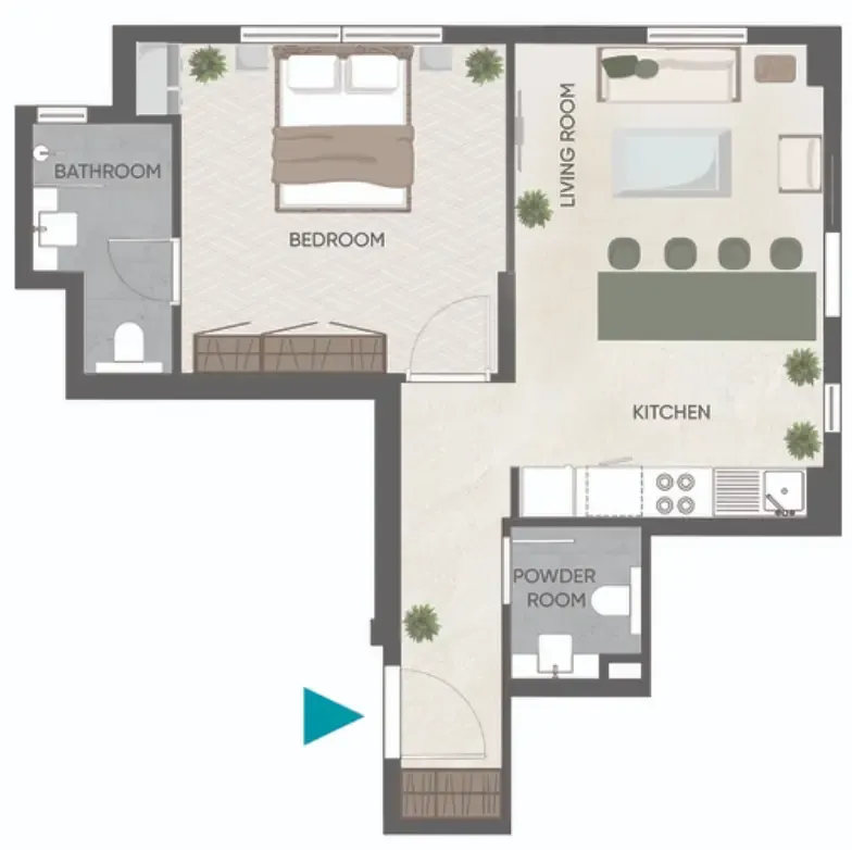 Eden Golf Views 1 1 bed floor plan, 586 sqft