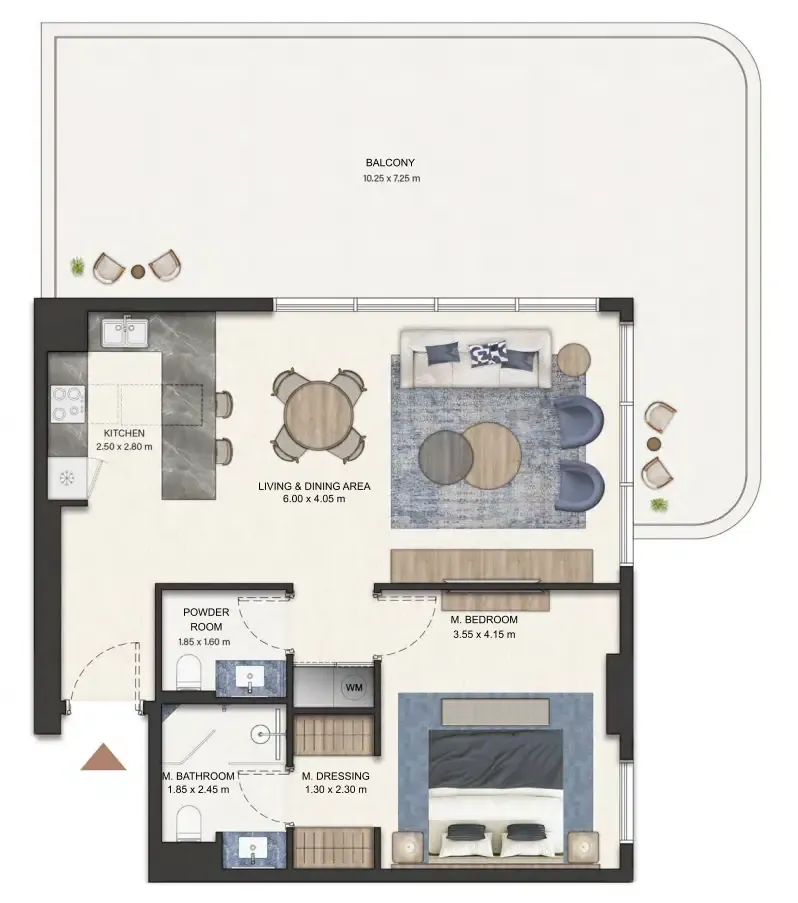 Seamont Autograph Collection Residences 1 bed floor plan, 1,178 sqft
