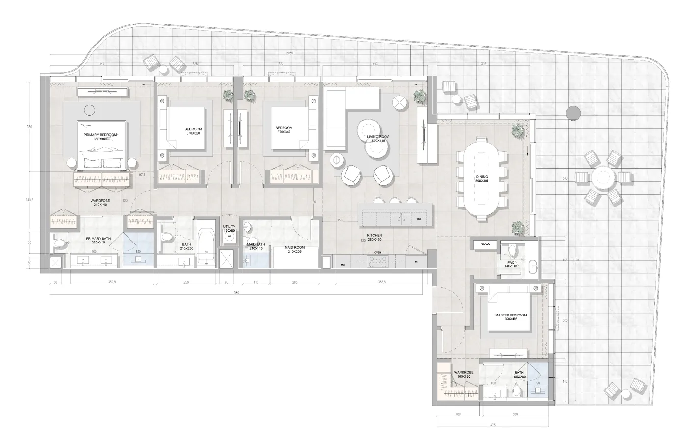 Solera Downtown Mina 4 bed floor plan, 3,243 sqft