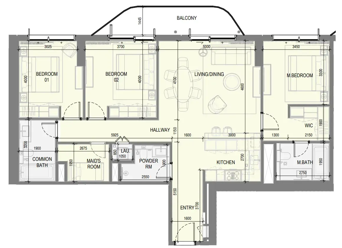 Takaya 3 bed floor plan, 1,517 – 1,692 sqft