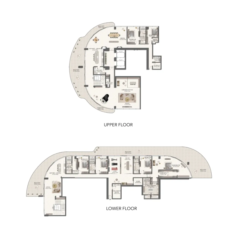 Jumeirah Residences at Al Maryah Island 5 bed floor plan, 12,526 sqft