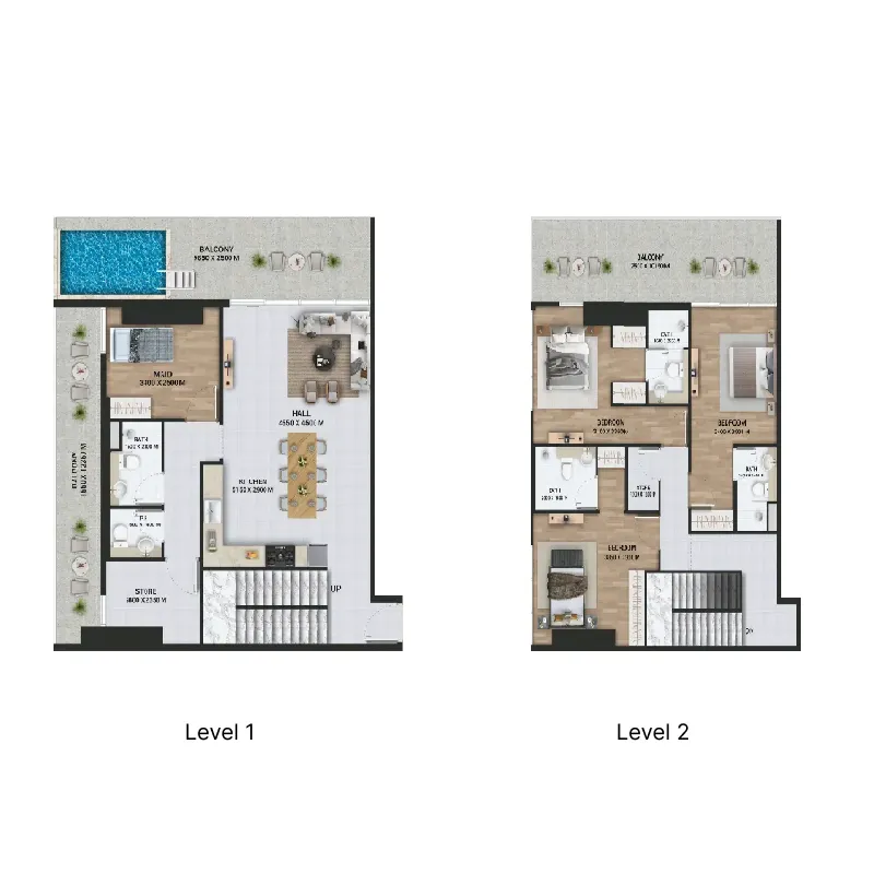Empire Lake Views 3 bed floor plan, 2,634 – 2,682 sqft