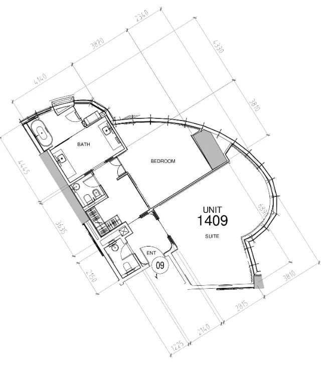 Damac Towers by Paramount 1 bed floor plan, 1,123 sqft