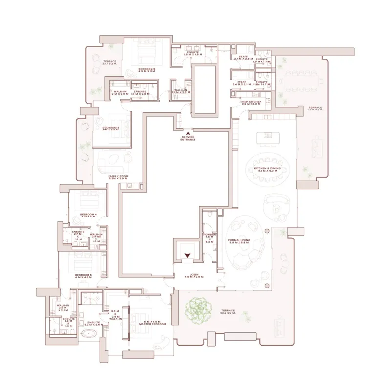 Solaya 5 bed floor plan, 7,360 sqft