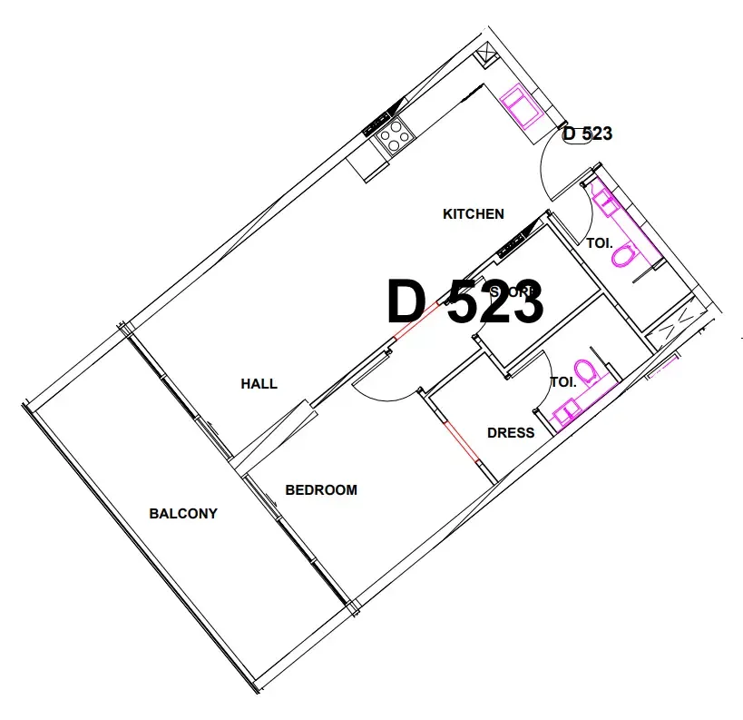Sakura Gardens 1 bed floor plan, 916 sqft
