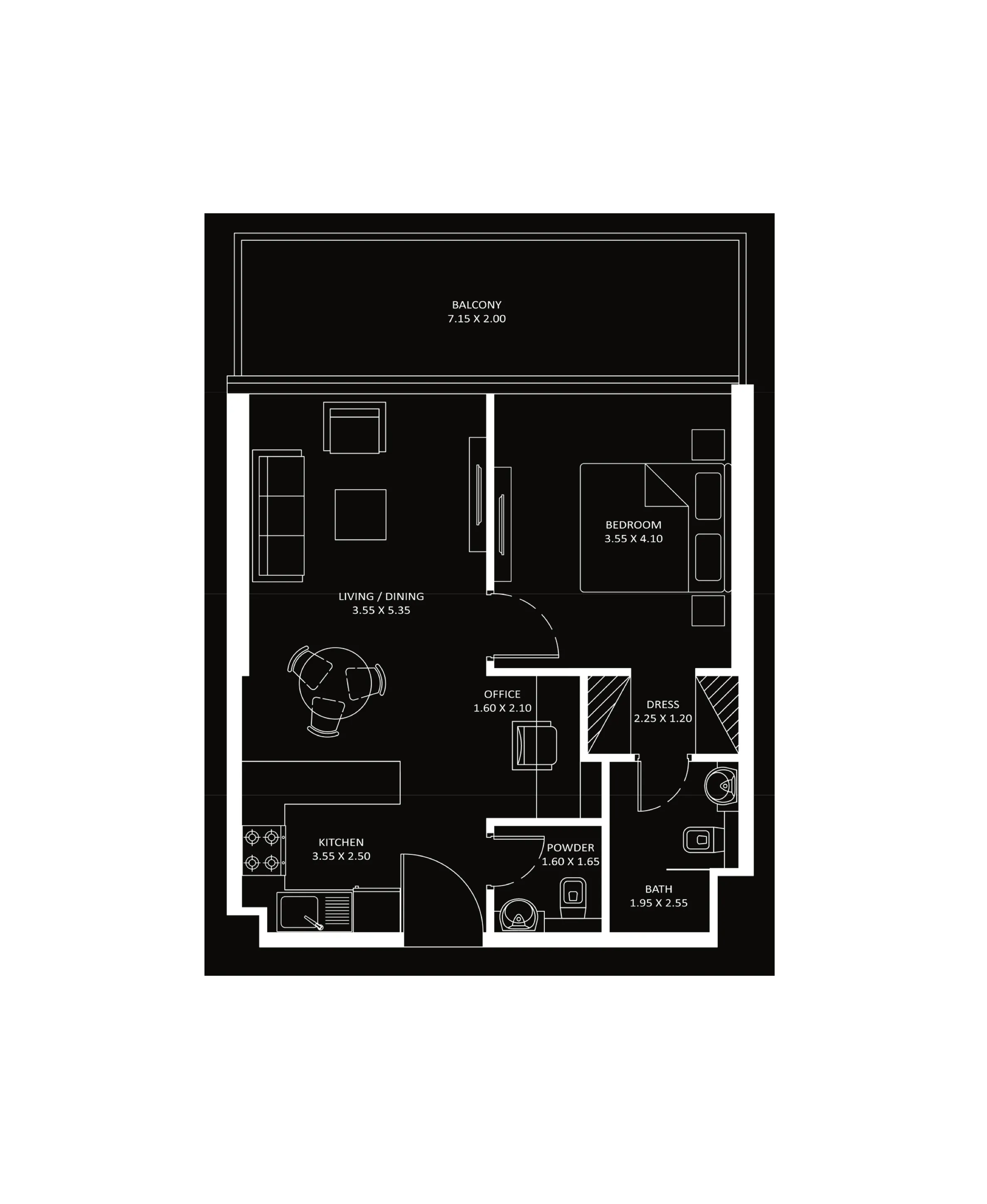 Diamondz 1 bed floor plan, 746 – 753 sqft