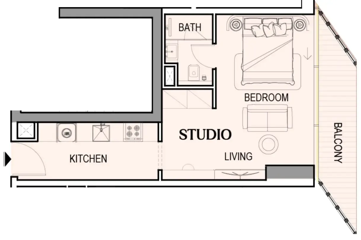 Tresora by Wadan Studio floor plan, 462 sqft