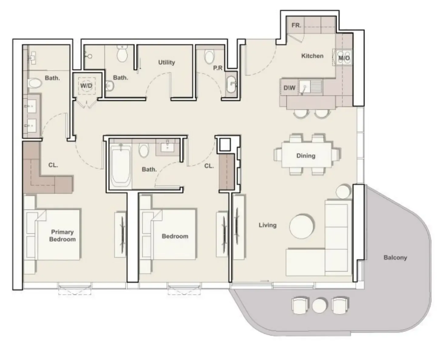 Portside Square 2 bed floor plan, 1,370 sqft