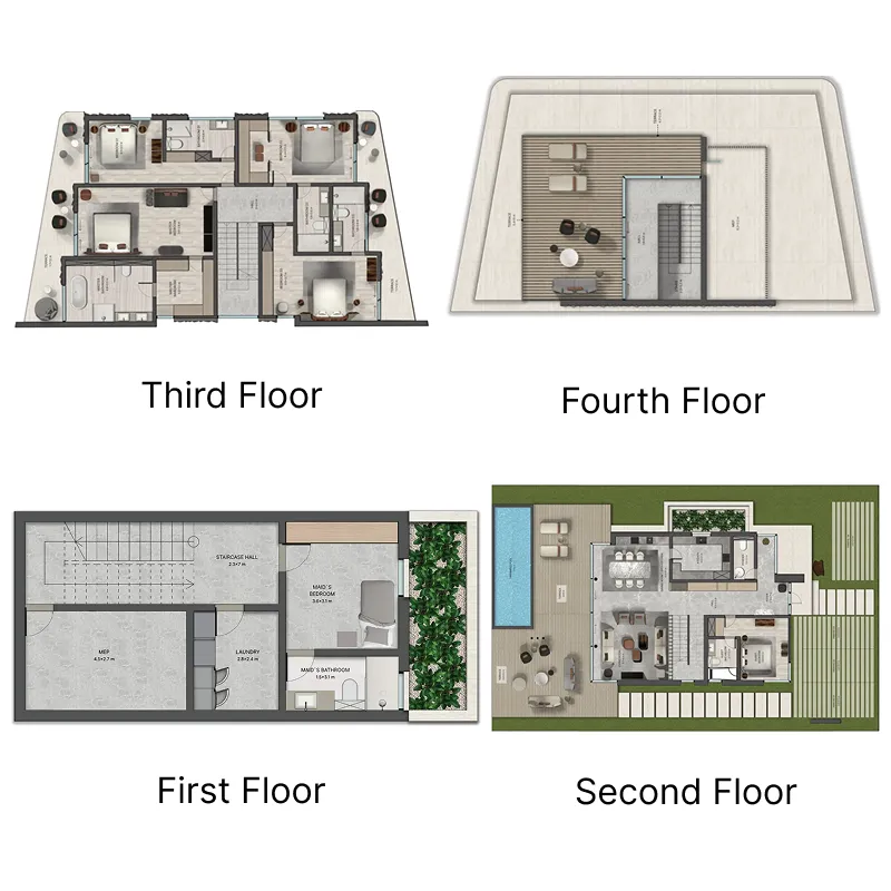Mira Villas by Bentley Home 5 bed floor plan, 7,212 sqft