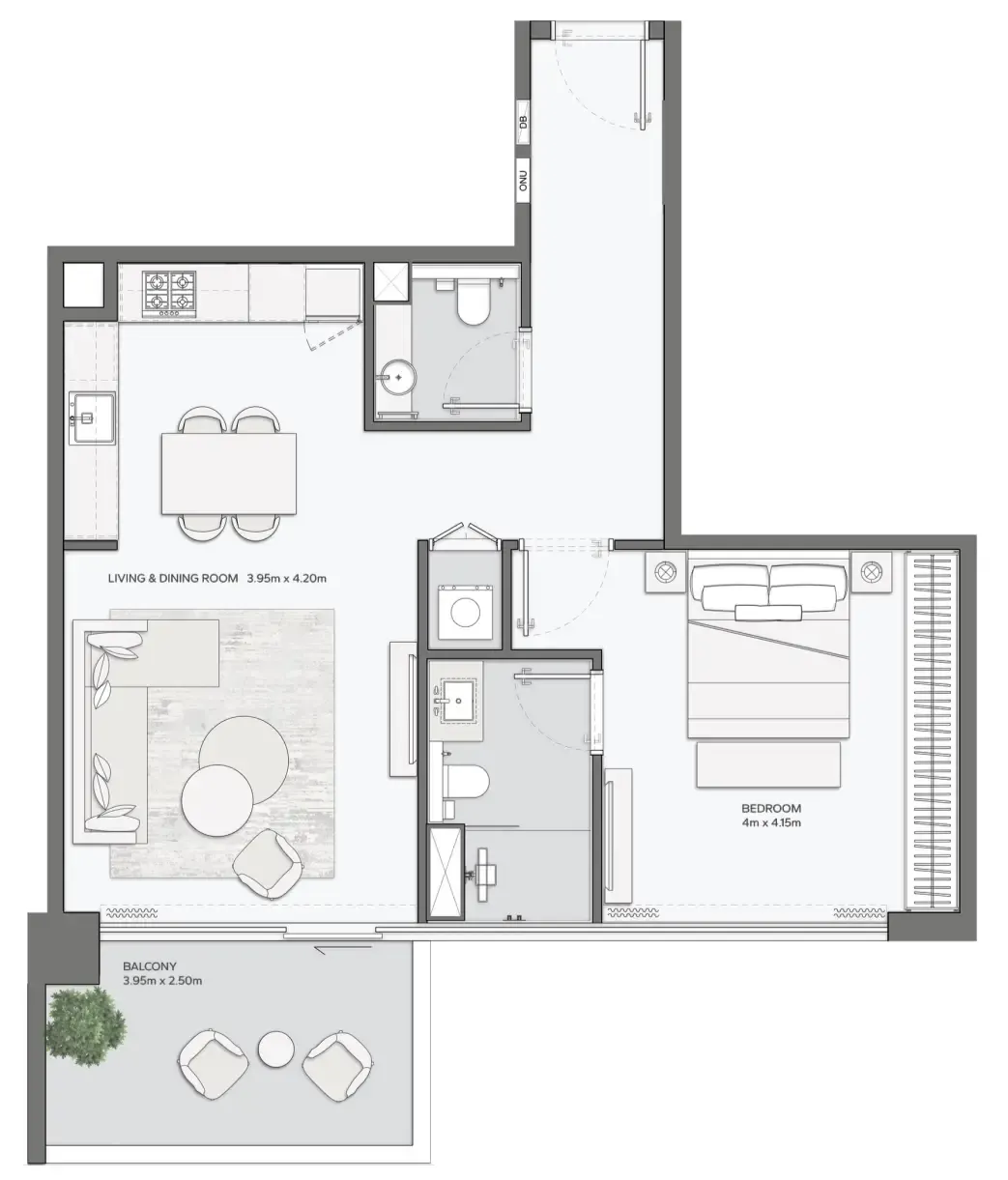 Mansory Residences by Amaal 1 bed floor plan, 923 sqft
