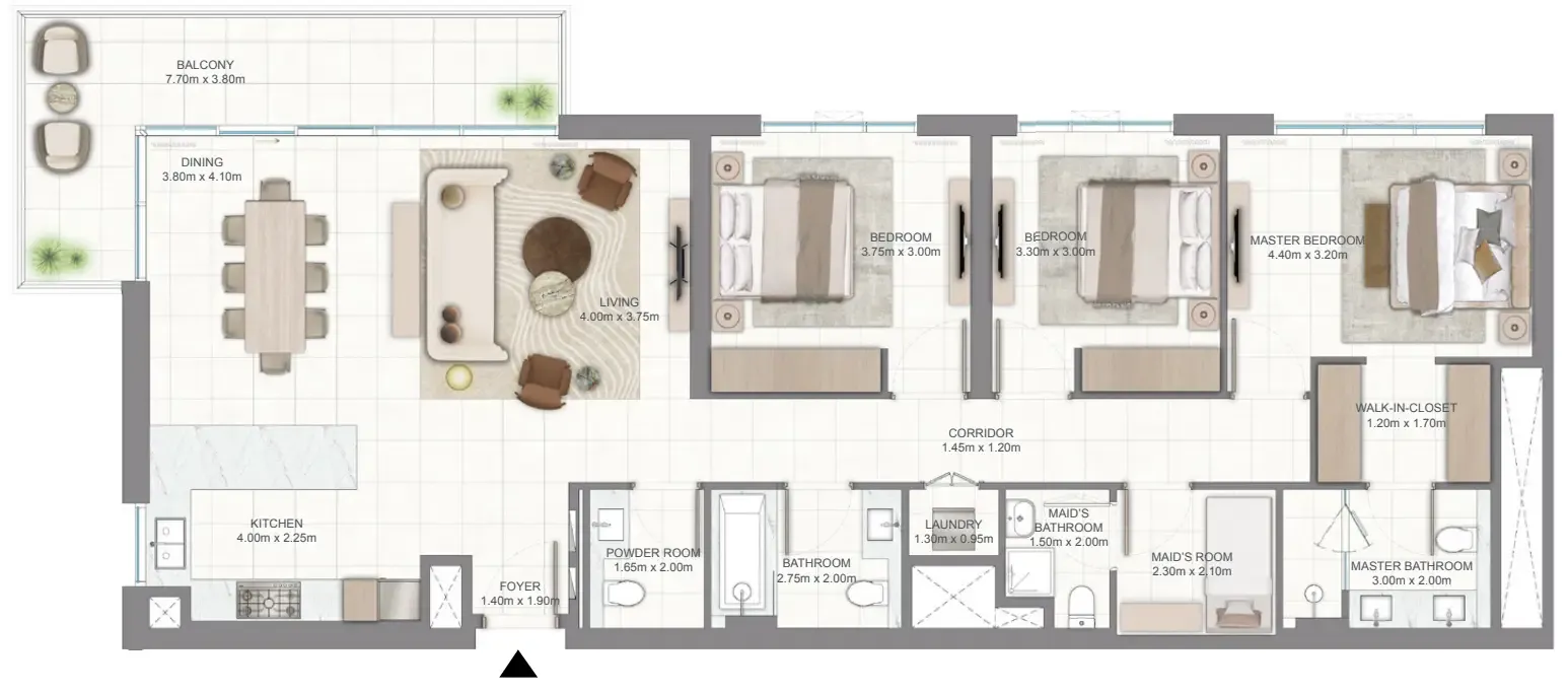 Golf Vale 3 bed floor plan, 1,724 sqft