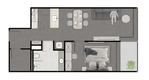 Next Point Condominium 1 bed floor plan, 732 sqft