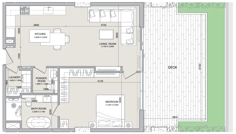 Isolana Residences 1 bed floor plan, 831 – 835 sqft