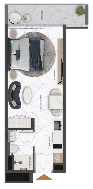 Wadi Hills Studio floor plan, 420 sqft