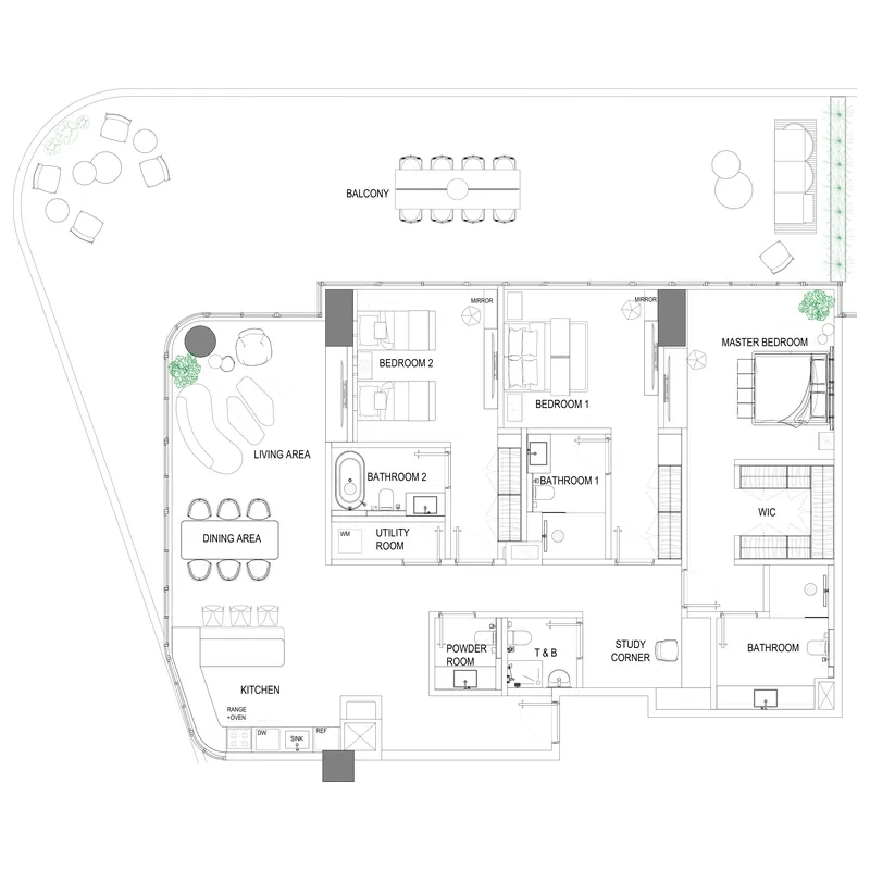 Fortune Bay Residences 3 bed floor plan, 2,481 – 2,935 sqft