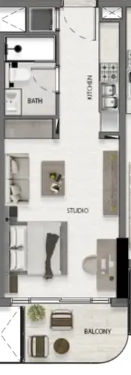 Avana Residences Studio floor plan, 401 sqft