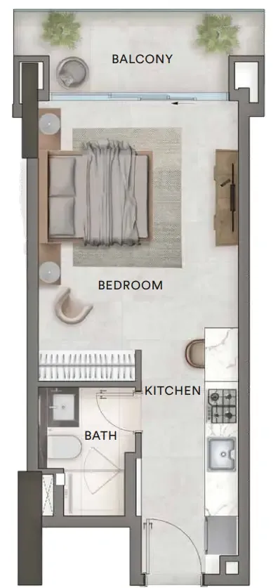 Urban - Park Residences Studio floor plan, 436 sqft