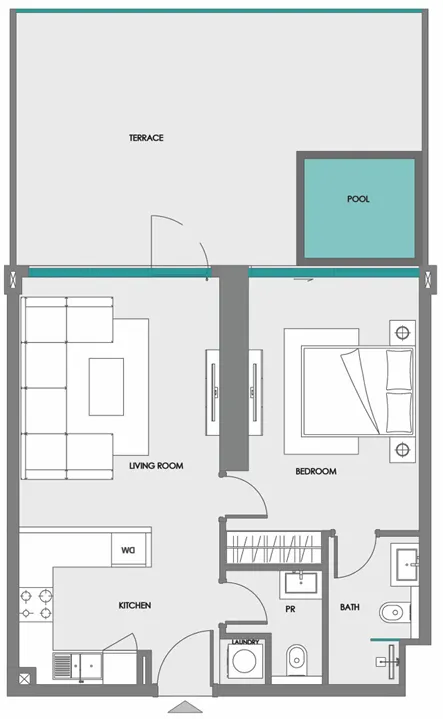 Samana Boulevard Heights 1 bed floor plan, 762 – 926 sqft