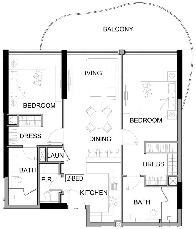 Damac Lagoons Views Phase 3 2 bed floor plan, 1,159 – 1,165 sqft