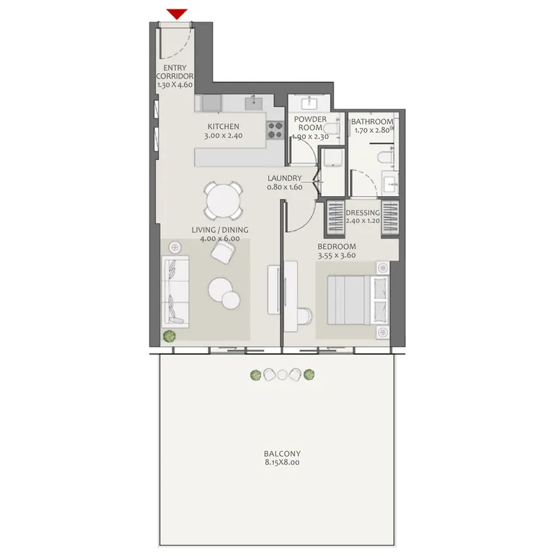 Avenue Park Towers 2 at Wasl 1 1 bed floor plan, 1,507 sqft