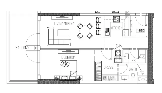 Damac Riverside Views 1 bed floor plan, 946 sqft