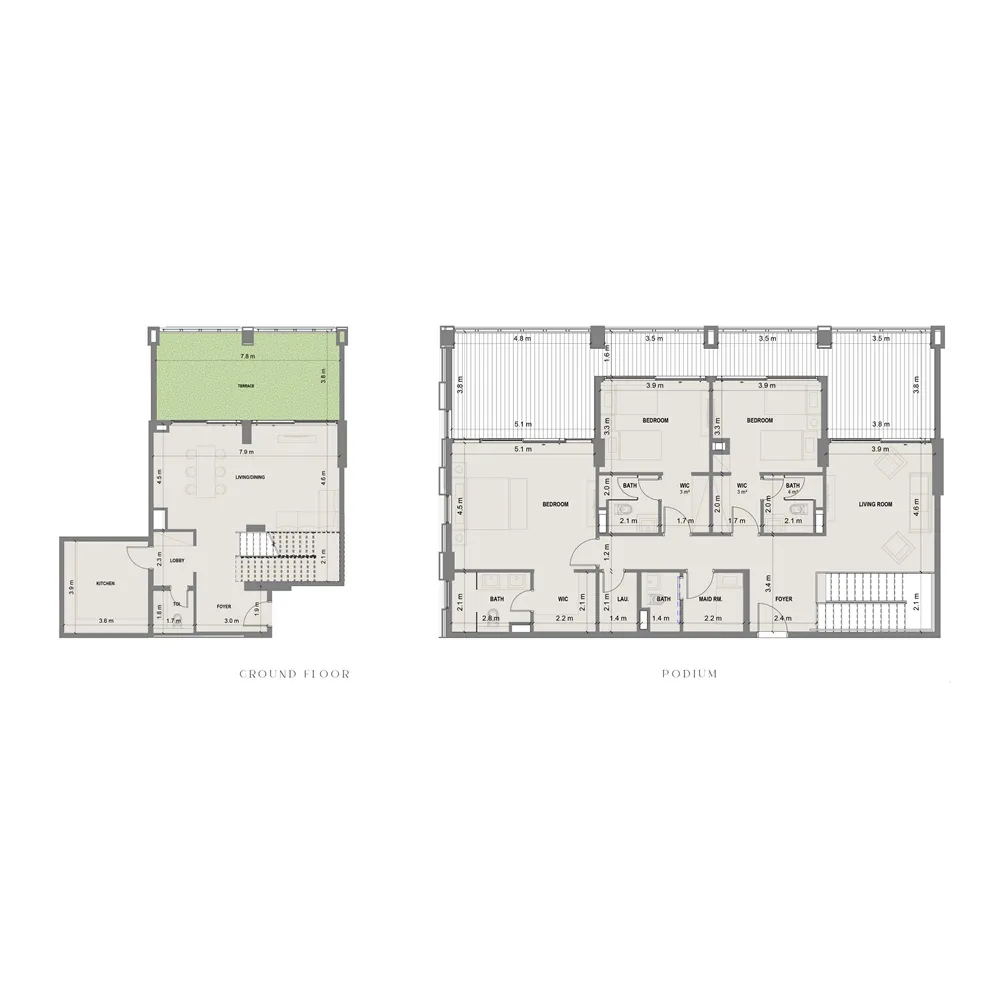 Blue Marina Residence 3 bed floor plan, 3,200 sqft