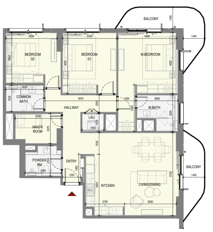 Takaya 3 bed floor plan, 1,691 sqft