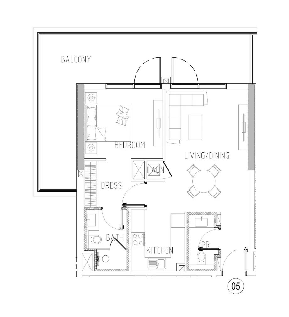 Damac Riverside Views 1 bed floor plan, 971 sqft