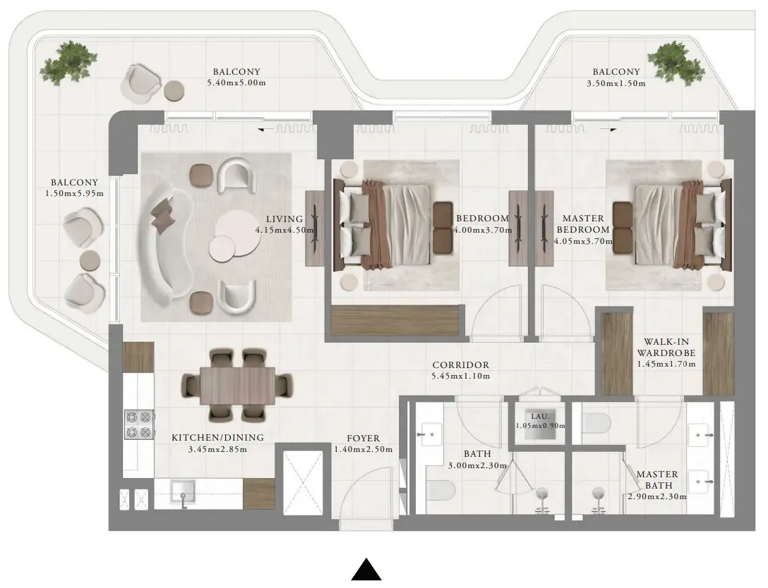 Sera 2 2 bed floor plan, 1,324 sqft
