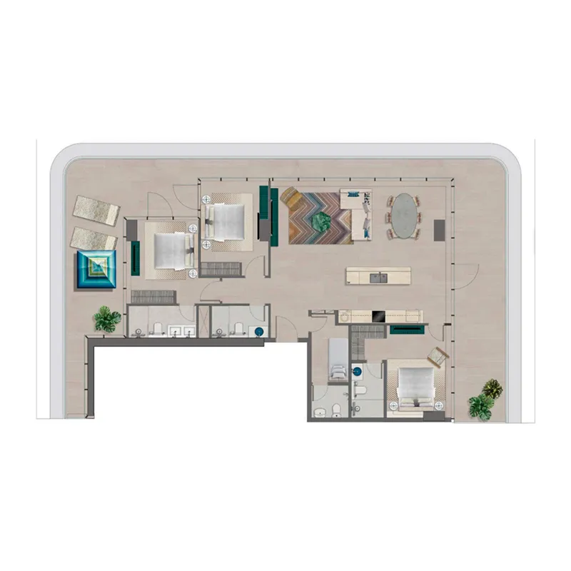 Trio Isle 3 bed floor plan, 2,148 – 2,149 sqft
