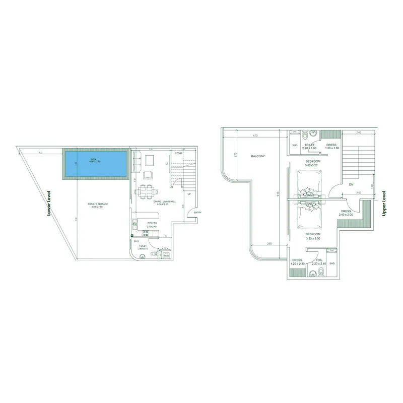 Opalz 2 bed floor plan, 2,672 sqft