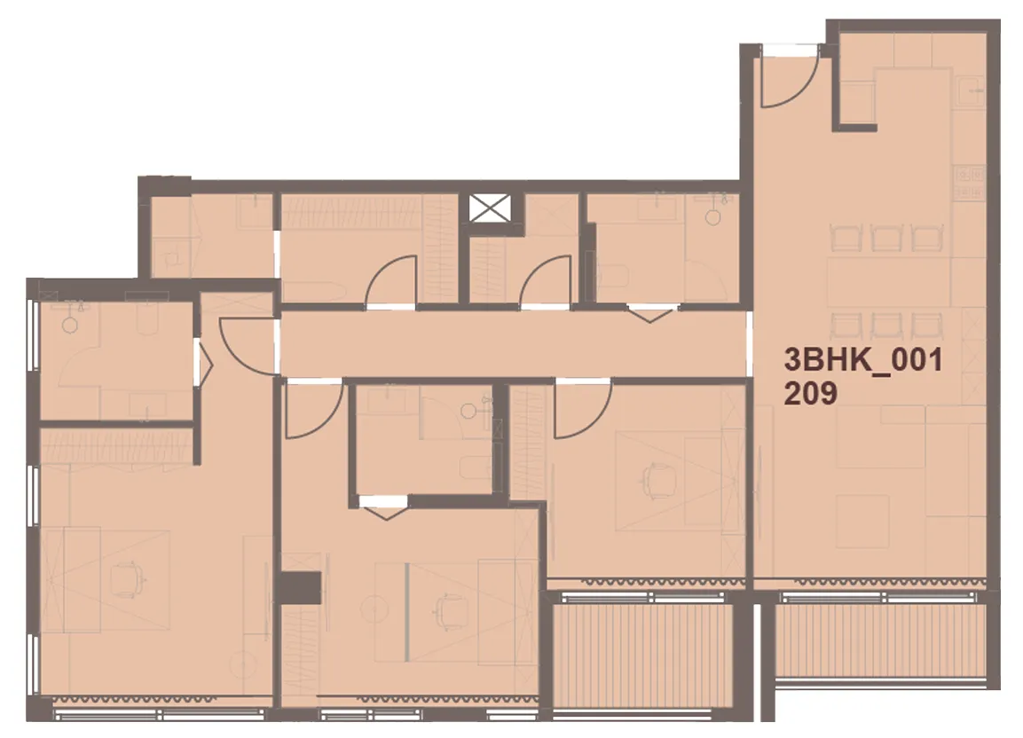 J-Haus Residence 3 bed floor plan, 1,476 sqft