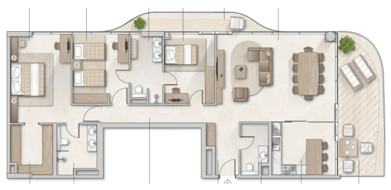 Zephyra Residences 3 bed floor plan, 2,035 sqft
