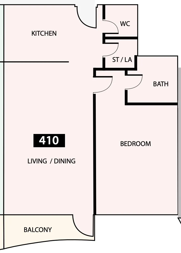 Paradise View 1 1 bed floor plan, 777 sqft