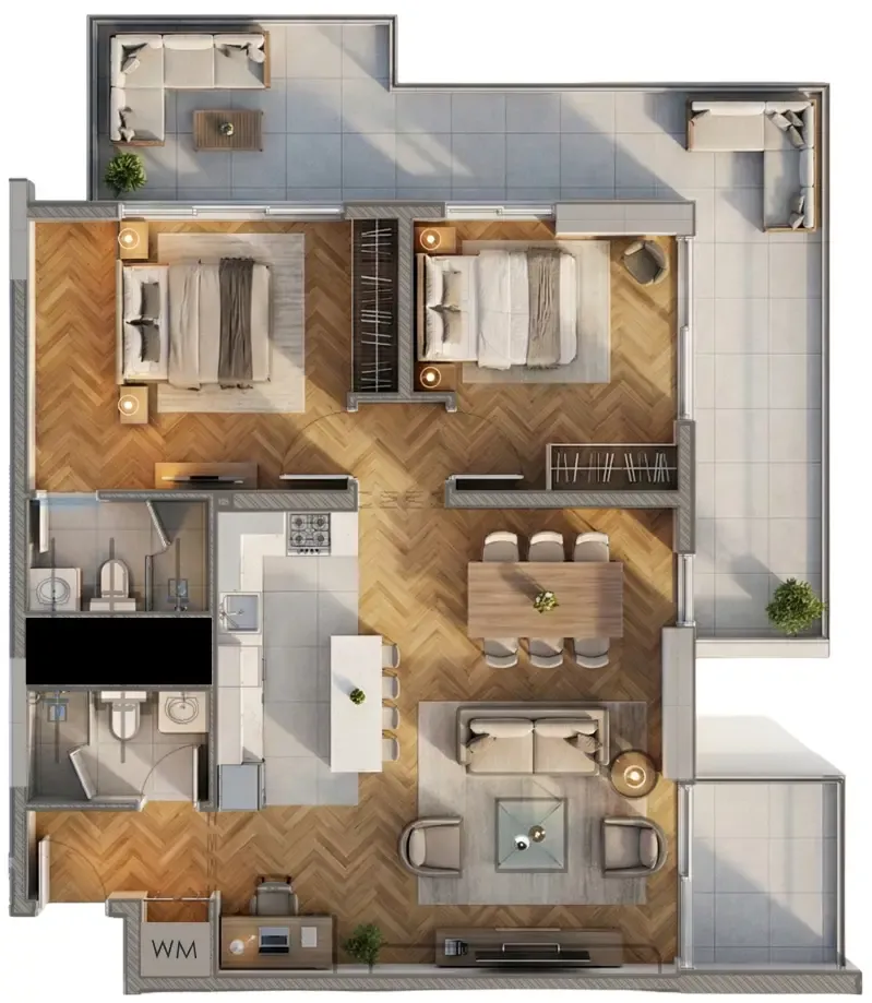 Armas By Zenith 2 bed floor plan, 1,308 sqft