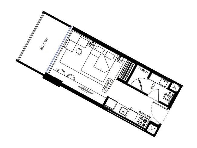Binghatti HillCrest Studio floor plan, 365 – 367 sqft