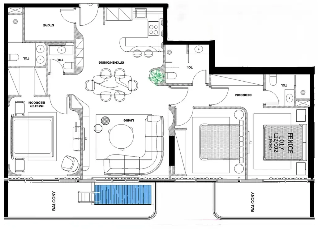 Natuzzi Harmony 3 bed floor plan, 1,677 sqft