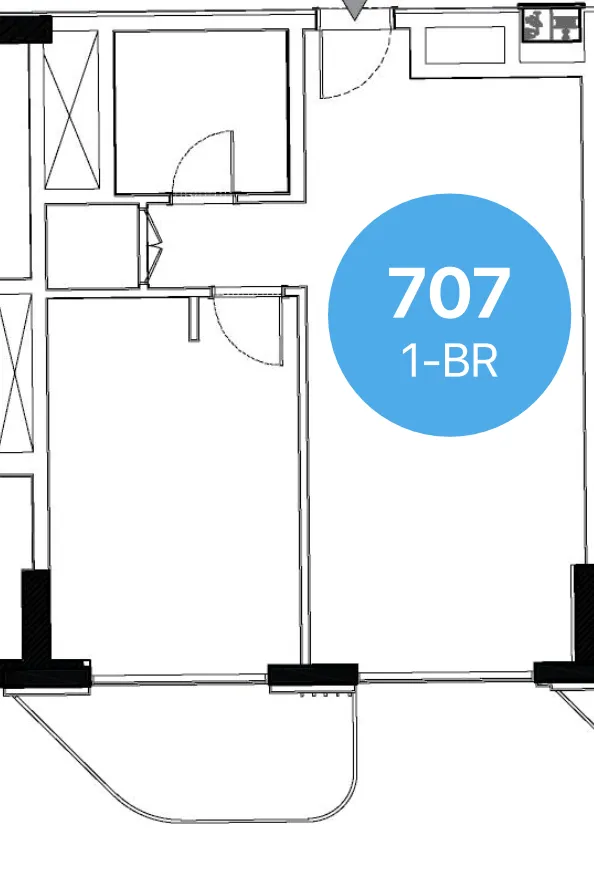 Edgewater Residences 1, 2 and 3 1 bed floor plan, 789 sqft