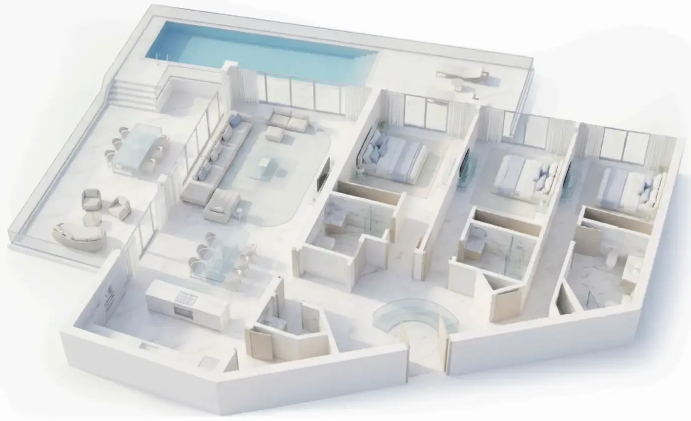 Ice Beach 3 bed floor plan, 3,628 sqft